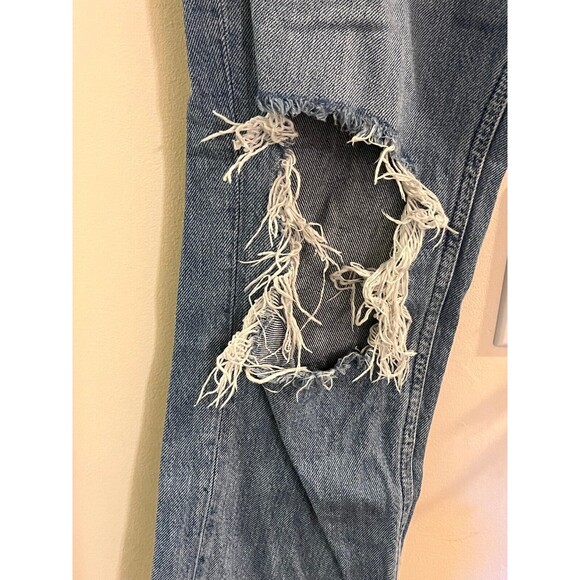 We The Free Cropped Jeans Womens 25 Blue Denim Medium Wash Distressed 5-Pockets - Picture 4 of 8